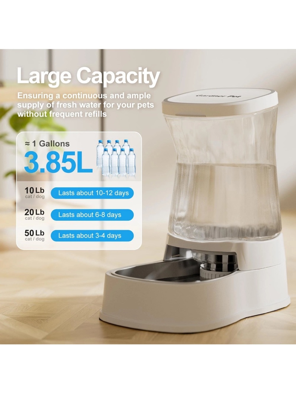 Automatic Pet Water Dispenser - White/Cream 3.85L Open Box, Never Used